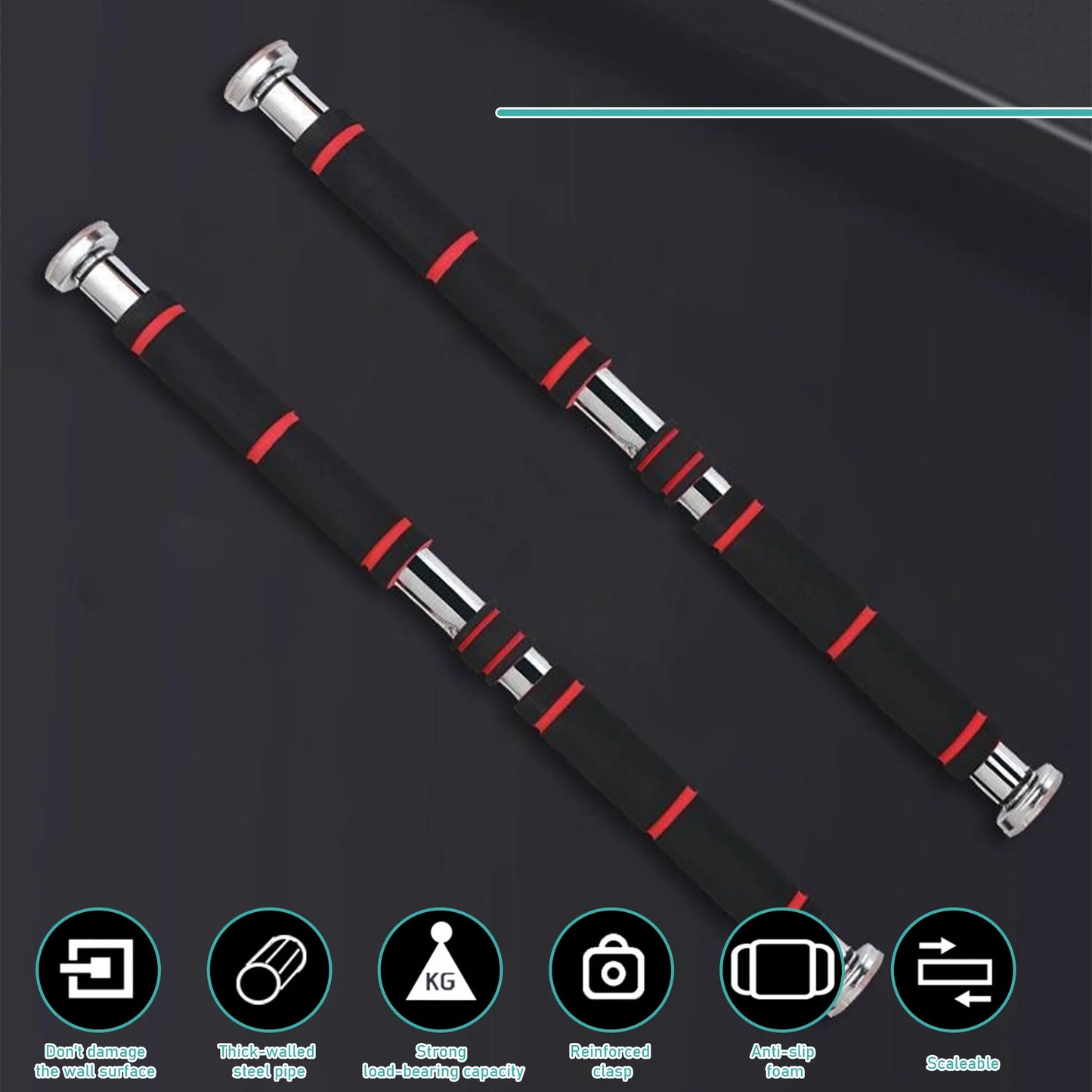 Home Fitness Horizontal Bar Pull-Up Bar, Special Fitness Equipment for Fitness, Adjustable from 60Cm to 100Cm , Suitable for Bodybuilding Men to Exercise Hand, Chest and Shoulder Strength, Easy to Carry, Simple to Install, Suitable for Fitness Enthusiasts