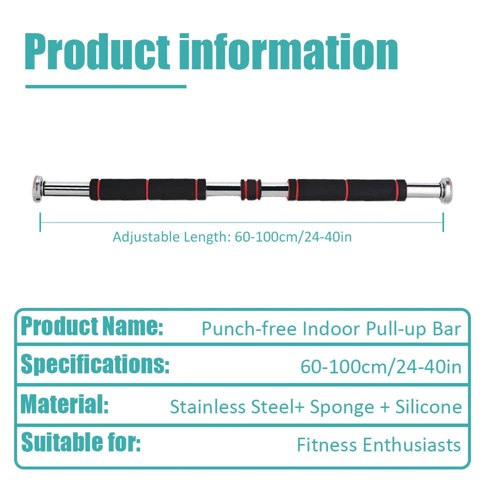 Home Fitness Horizontal Bar Pull-Up Bar, Special Fitness Equipment for Fitness, Adjustable from 60Cm to 100Cm , Suitable for Bodybuilding Men to Exercise Hand, Chest and Shoulder Strength, Easy to Carry, Simple to Install, Suitable for Fitness Enthusiasts